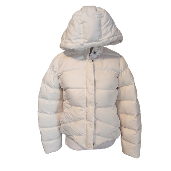 J. Crew White Down Filled Hooded Puffer Jacket Coat - Picture 2 of 10